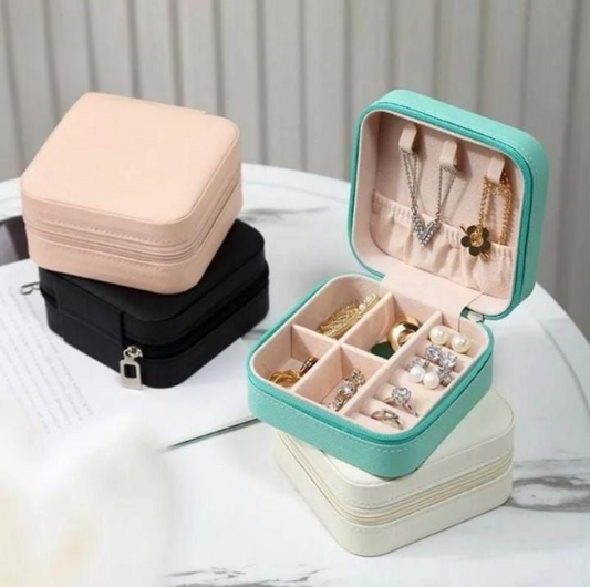 Travel Leather Pocket Jewelry Organizer With Box (mix/random Color)